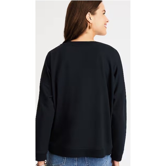 JJill Black Embroidered Floral Crewneck Sweatshirt Women's M - Picture 7 of 7